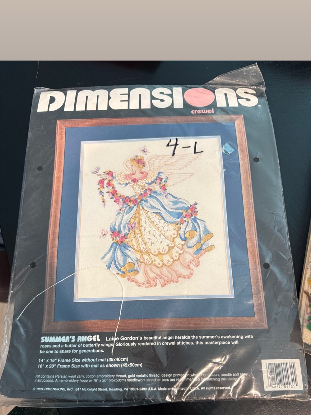 Dimensions Summer's Angel Crewel Embroidery Kit - Blue & Multicolor